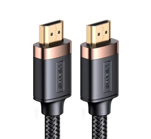 USAMS U74 TV/HDMI kábel (19pin, HDMI-A - HDMI-A, v2.0, 4K 60Hz, alumínium, 200cm) FEKETE