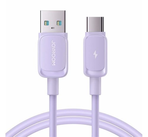 JOYROOM adatkábel (USB - Type-C, 3A, PD gyorstöltő, 120cm, törésgátló) LILA