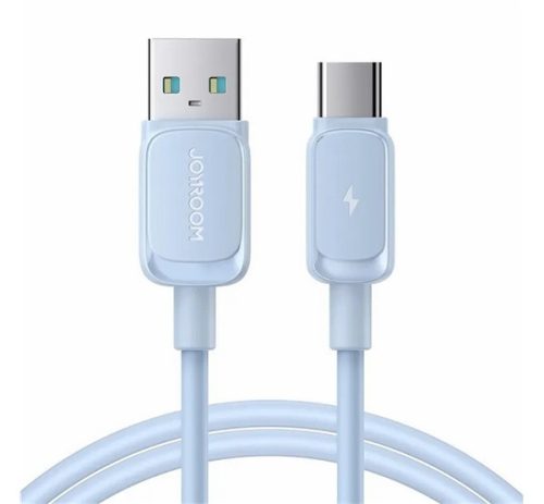 JOYROOM adatkábel (USB - Type-C, 3A, PD gyorstöltő, 120cm, törésgátló) VILÁGOSKÉK