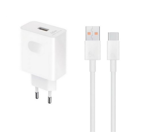 HONOR SuperCharger hálózati töltő USB aljzat (66W, gyorstöltő + Type-C kábel) FEHÉR