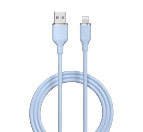 DEVIA JELLY adatkábel (USB - lightning, 2.4A, gyorstöltő, 120cm) VILÁGOSKÉK