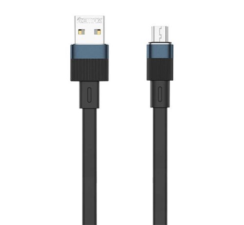 REMAX FLUSHING adatkábel (USB - microUSB, 2.4A, gyorstöltő, 100cm) FEKETE