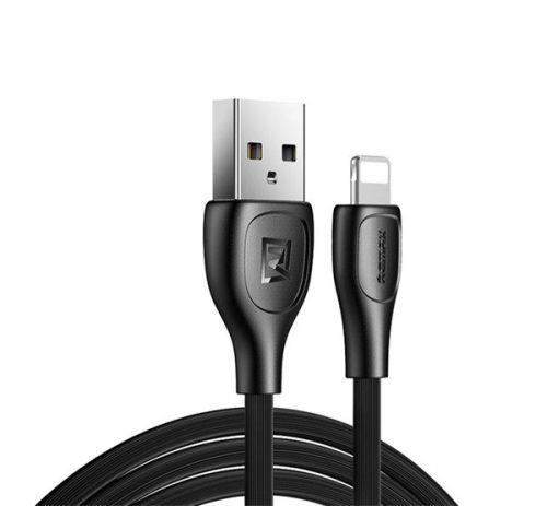 REMAX LESU PRO adatkábel (USB - lightning, 2.1A, gyorstöltő, 100cm, törésgátló) FEKETE