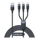 JOYROOM töltőkábel 3in1 (USB - lightning/microUSB/Type-C, 2.4A, 30cm, cipőfűző, LED jelzés) FEKETE