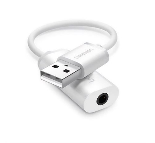 UGREEN audió adapter kábel (3.5mm jack aljzat - USB, 15cm) FEHÉR