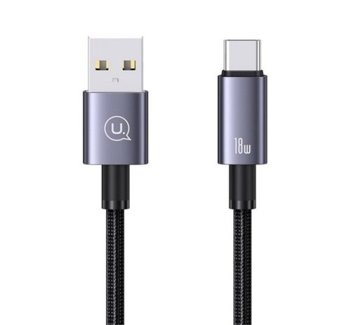 USAMS U82 adatkábel (USB - Type-C, 3A, PD gyorstöltő, 25cm, cipőfűző) SÖTÉTSZÜRKE