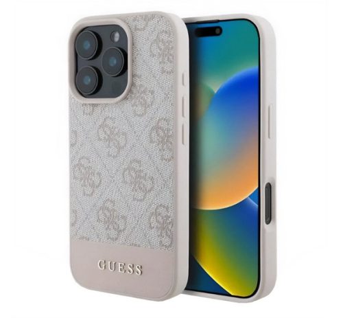 GUESS 4G STRIPE műanyag telefonvédő (textil hátlap) RÓZSASZÍN