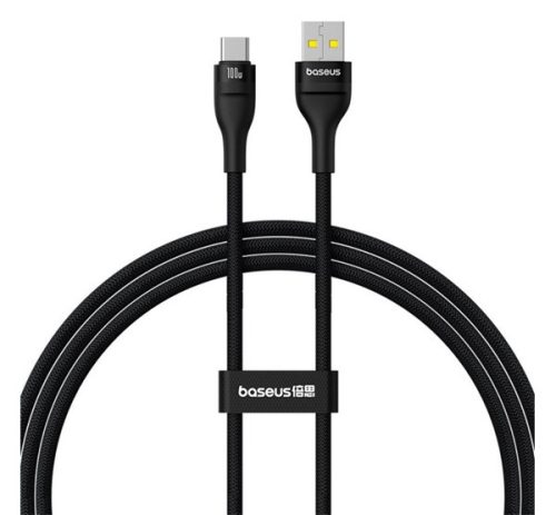 BASEUS FLASH 2 adatkábel (USB - Type-C, 100W, PD gyorstöltő, 100cm, törésgátló, cipőfűző) FEKETE