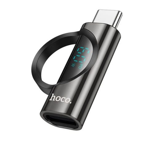 HOCO UA32A adapter (Lightning aljzat - Type-C, adatátvitel és töltés, LED kijelző) FEKETE