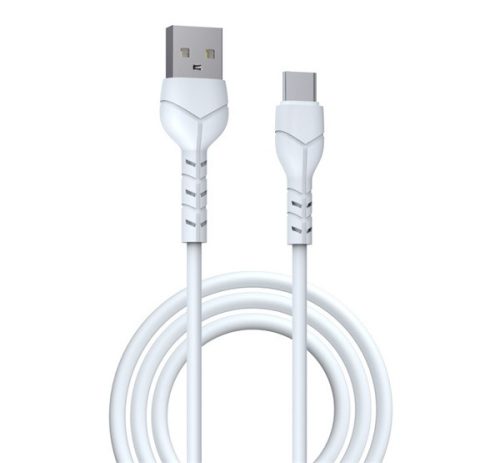 DEVIA KINTONE adatkábel (USB - Type-C, 10W, gyorstöltő, 100cm, cipőfűző) FEHÉR