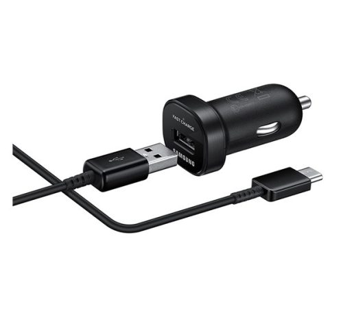 SAMSUNG autós töltő USB aljzat (18W, gyorstöltő + EP-DW700CBE Type-C kábel) FEKETE