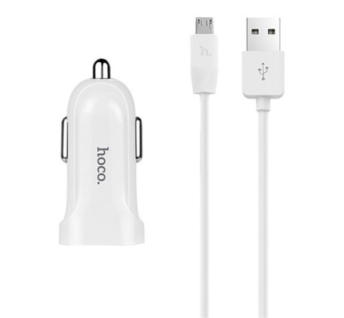 HOCO Z2 autós töltő USB aljzat (7.5W + microUSB kábel) FEHÉR