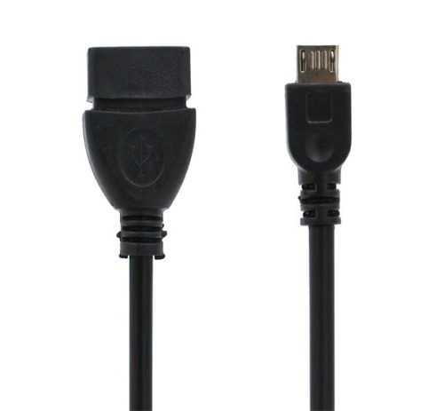 Adapter kábel (USB aljzat - microUSB, OTG, CA-157/ET-R205UBE kompatibilis) FEKETE