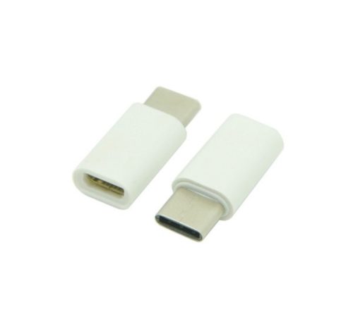 Adapter (microUSB aljzat - Type-C, adatátvitel és töltés) FEHÉR