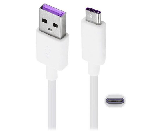 HUAWEI AP71 adatkábel (USB - Type-C, 5A, gyorstöltő, 100cm) FEHÉR