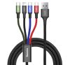 BASEUS töltőkábel 4in1 (USB - lightning/2 Type-C/microUSB, gyorstöltő, 120cm) FEKETE