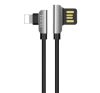 HOCO U42 adatkábel (USB - lightning, gyorstöltő, 120cm, 90 fokos, cipőfűző) FEKETE