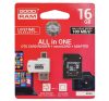 GOODRAM All In One memóriakártya 16GB (microSDHC EVO - Class 10, UHS-1) + SD adapter + USB kártyaolvasó