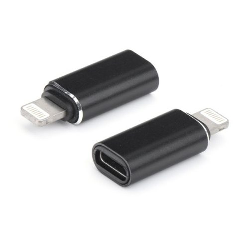 Adapter (Type-C aljzat - lightning, adatátvitel és töltés) FEKETE