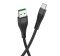 HOCO U53 adatkábel (USB - Type-C, gyorstöltő, 120cm, törésgátló, cipőfűző) FEKETE