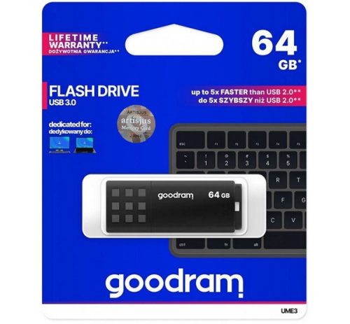 GOODRAM pendrive/USB Stick UME3 (3.0) 64GB FEKETE