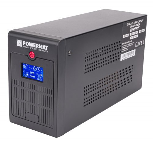 Szünetmentes tápegység UPS LCD 2000VA 1200W 2x 9AH PM-UPS-2000M