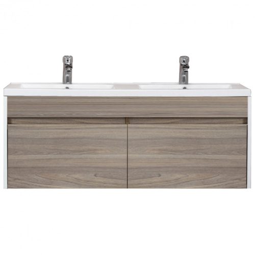 Primo 120 alsó fürdőszoba bútor mosdóval tükörfényes fehér-rauna szil színben