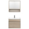 Primo 60 komplett fürdőszoba bútor tükörfényes fehér-sonoma tölgy színben