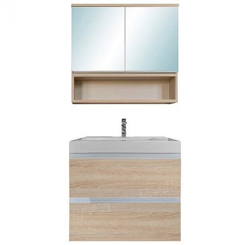 SOL 60 komplett fürdőszoba bútor 2 ajtós tükrös felső résszel, sonoma tölgy